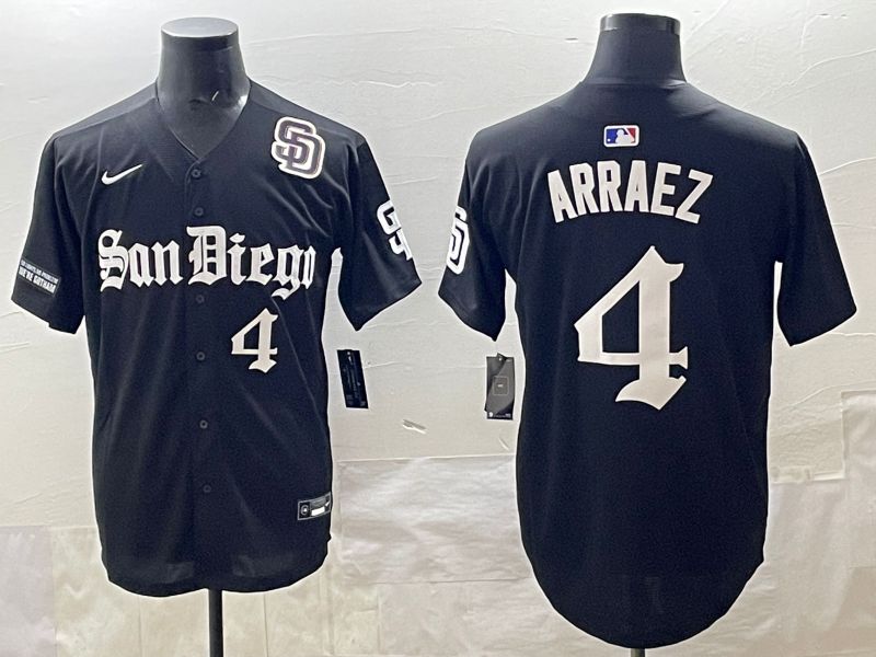 Men 2025 San Diego Padres #4 Arraez Black Five generations Joint Name Nike MLB Jersey style 15->washington commanders->NFL Jersey